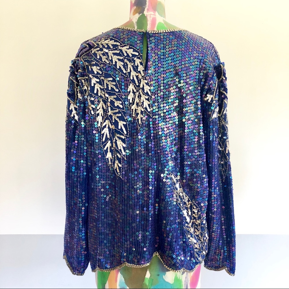🧜🏻‍♀️VINTAGE 80s Sequin Top - Picture 3 of 7